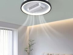 Lustra LED 92W cu Ventilator Negru, LED inclus, 1 surse de iluminare, Lumina: Cald, Natural, Rece